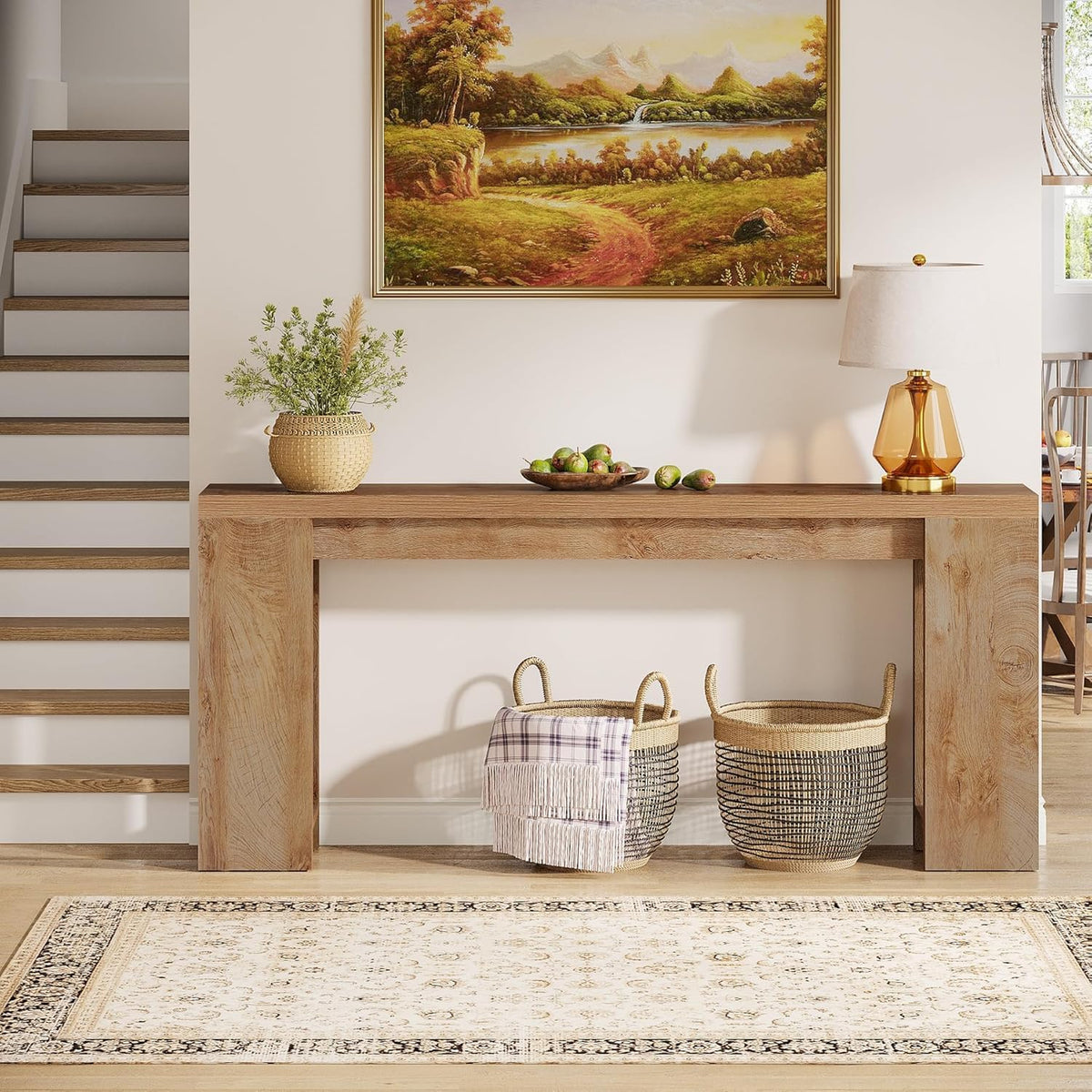 Tribesigns Console 160 cm, Table de canapé de style ferme Table d'appoint d'entrée