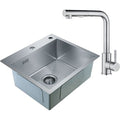 CECIPA  2 en 1 Évier 1 Bac Inox 50 x 45 x 18,5 cm + Robinet de Cuisine Inox Extractible (Sans distributeur de savon) — photo 1