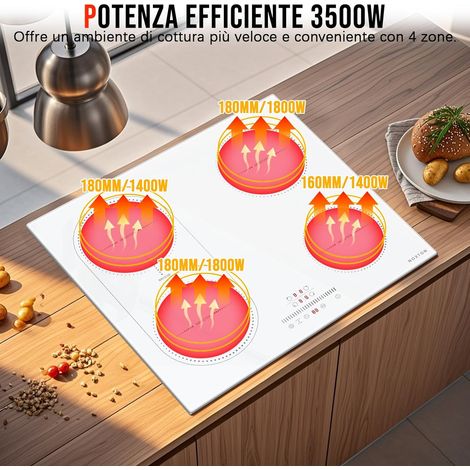 Plaque induction 4 foyers 60 cm – Flexzone pour grands plats – Puissance 3500W – Contrôle tactile – Sécurité enfant – Timer — photo 2