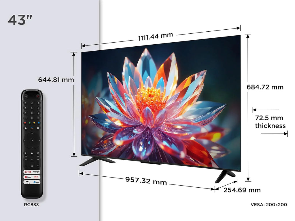 2026 TCL 43T6C Fire TV 43 Pouces QLED 4K UHD Smart TV, HDR (Multi-Format), Dolby Atmos, Motion Clarity, vocale Alexa