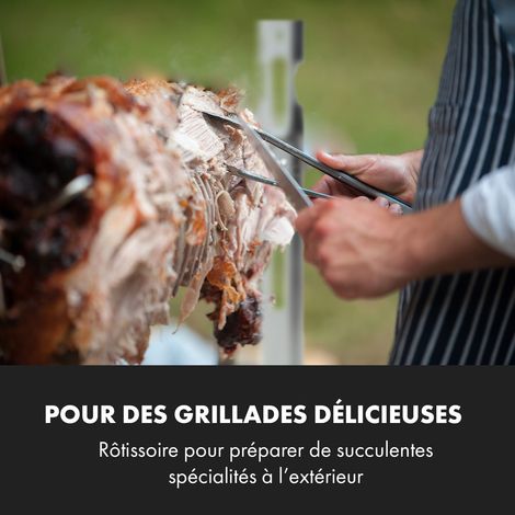 Klarstein Tourne Broche Mechoui Electrique, Rotisserie et Gril de Barbecue, Grande Broche Cochon de Lait, Tourne Broche Barbecue Rotissoire, Bbq Grill Barbecue 12W avec 3 Pieds en Acier Inoxydable — photo 2