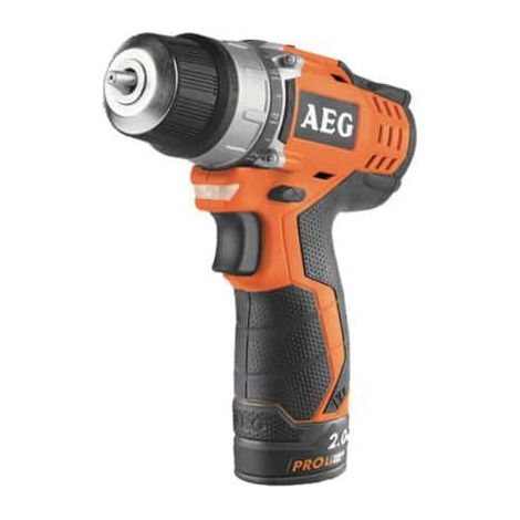 AEG – Perceuse-visseuse 12V avec 2 batteries 2.0Ah – Chargeur 40 mins – Couple 34Nm pour perçage bois jusqu'à 20mm – Compacte 168mm