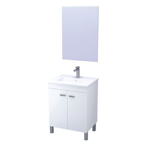 ONDEE ZEN - Meuble de salle de bain à poser HELGO - 60cm - Blanc - Mélaminé - Livré en kit — photo 1