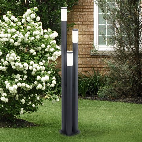 Etc-Shop – Lampadaire extérieur 170 cm en acier inoxydable – 3 colonnes anthracite – 3x E27 max 60W – IP44 pour usage extérieur — photo 3