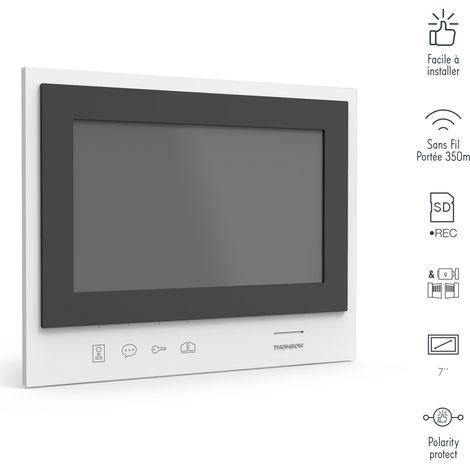 Thomson – Visiophone sans fil avec écran nomade sur batterie – Vision nocturne HD – Portée 350m – Contrôle d'accès – 512286 — photo 4