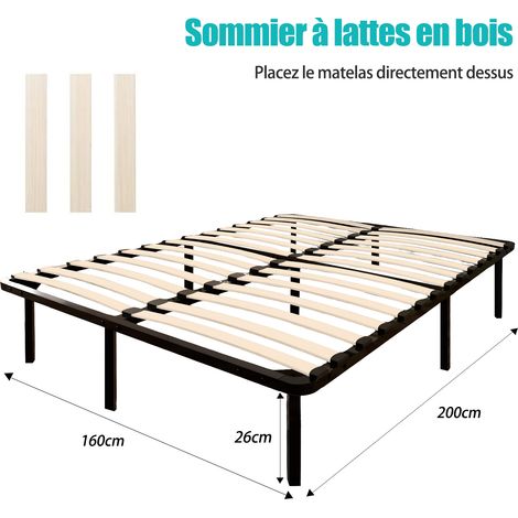 Iztoss – Ensemble sommier et matelas 160x200 cm – Matelas mousse 160x200x26 cm – Sommier à lattes en bois avec pieds – Installation rapide en 30 min — photo 3