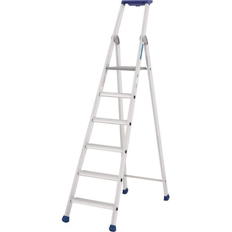 Tubesca Comabi – Escabeau 6 marches aluminium – Hauteur de travail max. 3.36m – Patins antidérapants pour stabilité – 2375106 — photo 1
