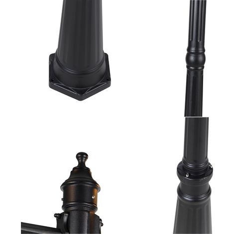 Qazqa – Lanterne d'extérieur noire 220 cm – 2 lumières E27 60W max – Aluminium et verre – IP44 pour usage extérieur — photo 3