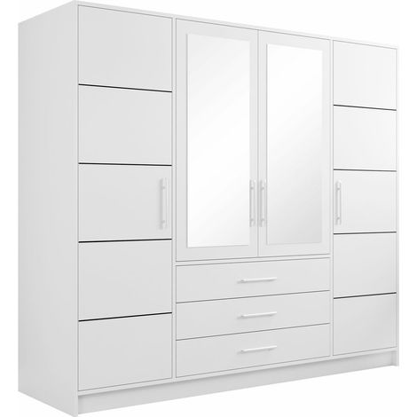 Armoire Dortivu, Blanc, 200x196x58cm, Portes d'armoire: Avec des charnières, Nombre d'étagères: 8 — photo 1