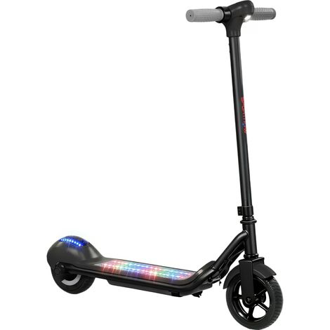 Trottinette électrique enfants 6-14 ans, écran LED, lumières RGB, pneus 6,5'', vitesse 10 km/h, démarrage au kick, noir