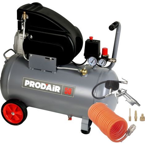 Prodair – Compresseur 50 litres 2CV – Débit d’air 195 l/min – Pression max 8 bars – Kit gonflage pour vélos et pneumatiques — photo 1