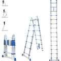 Echelle télescopique articulée 4,4m STEMPAKT, escabeau 2x7 marches pliable professionnel multifonction, H max travail 5,3m, garantie 5 ans, Hoström — photo 1