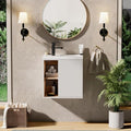 UEV – Meuble lave-mains mural 51 x 30,5 x 54 cm – Lavabo en résine anti-taches – Rangement caché et ouvert – Design moderne blanc — photo 1
