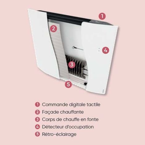 Atlantic – Radiateur à inertie connecté 1500W horizontal – Fonction lumineuse – Pilotage intelligent via Cozytouch – Blanc carat — photo 6