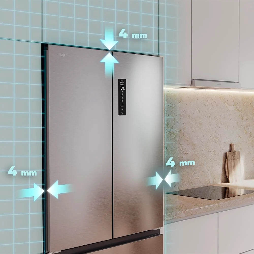 2026 Cecotec Réfrigérateur Porte Française de 4 Portes Semi-Intégrable 458L Total No Frost Bolero CoolMarket F2D 458 SBI Inox