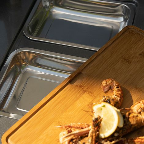 Desserte de jardin pour Plancha / Barbecue COOK'IN GARDEN Nova XL - Acier - Avec Crédence - Étagère - Porte Serviette - Porte Ustensiles - Gris — photo 6
