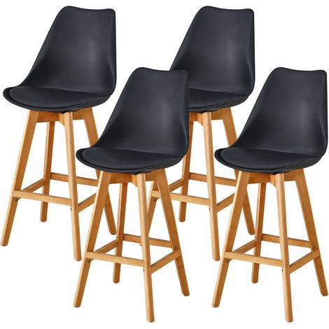Lot de 4 tabourets scandinaves HOBAG LAURY - Noir — photo 1
