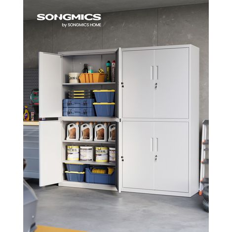 Songmics – Armoire d'atelier en métal gris 40 x 80 x 180 cm – 5 étagères réglables – 4 portes avec 2 serrures – Charge max 25 kg par niveau — photo 2