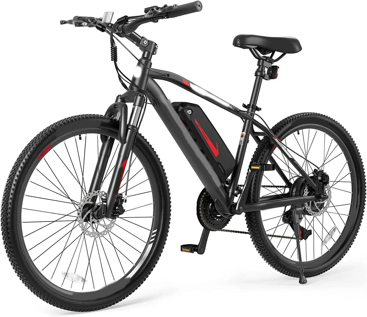 Electric Bike, 350W Powerful Motor with 13AH Removable Battery, Shimano 21 Speed, Up to 46 Miles Per Charge, 26 Inches Wheels, Mountain Electric Bicycle for Adults Black