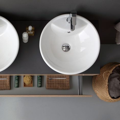 Kiamami Valentina – Meuble de salle de bains suspendu 120cm en chêne naturel – Tiroir sous lavabo avec fermeture soft close – Miroir 120x60 avec cadre en abs — photo 5