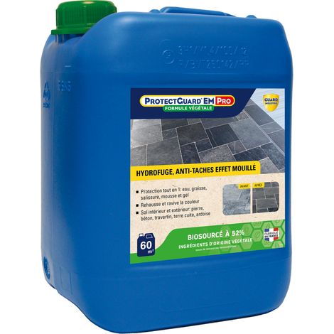 Guard Industrie – ProtectGuard EM Premium hydrofuge oléofuge anti-tâches – Effet mouillé intense pour pierre, béton, brique – Formule végétale 4KG — photo 1
