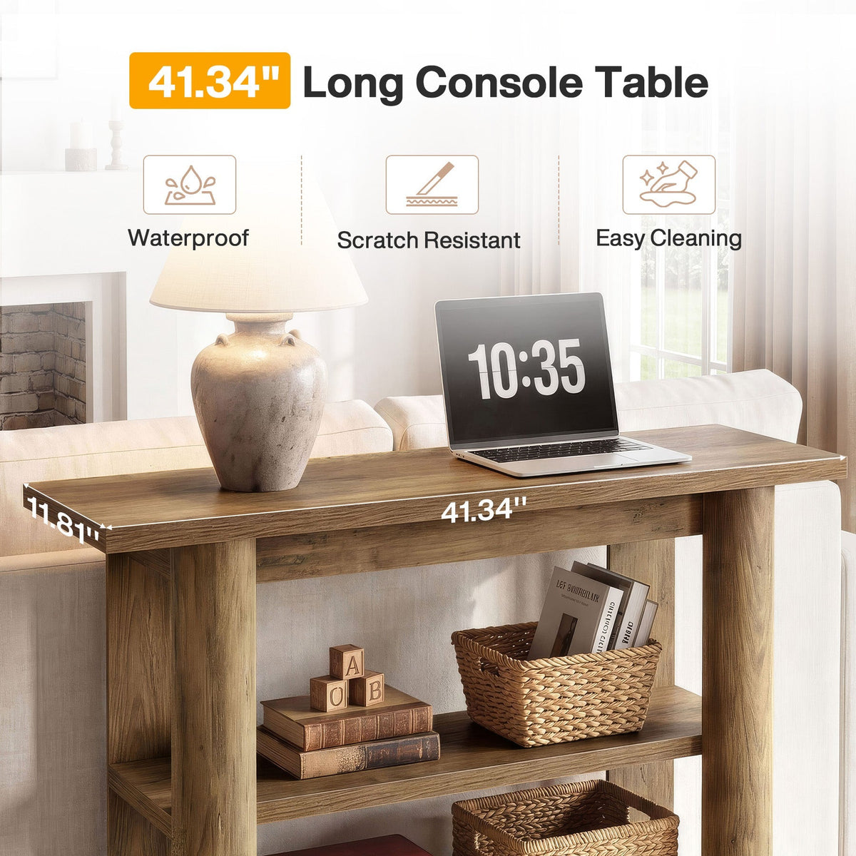 Tribesigns Console de 105 cm, Table d'entrée étroite avec 3 étagères et structure épaisse