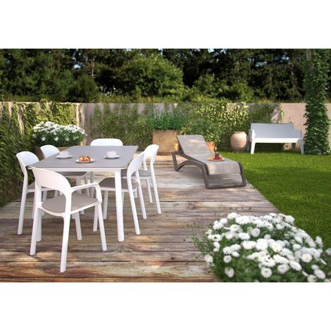 Garbar – Table carrée extérieure 90x90cm – Pied blanc – Polypropylène et fibre de verre – Résistante aux intempéries et UV – Pour 2 à 4 personnes — photo 3