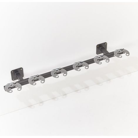 Mottez – Range 6 trottinettes mural – Fixation murale avec système de pince – Tube acier carré 30mm – Charge maximale 120kg – Dimensions 106x24,5x15cm