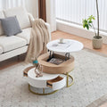 Fortuna Lai – Lot de 2 tables basses gigognes – Grande table avec plateau relevable – Petite table avec 2 tiroirs – MDF blanc – Design moderne — photo 1