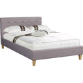 Idimex – Lit simple gris 120x190 cm – Tête de lit capitonnée – Structure en tissu polyester – Pieds en bois chêne – Sommier à lattes inclus — photo 1