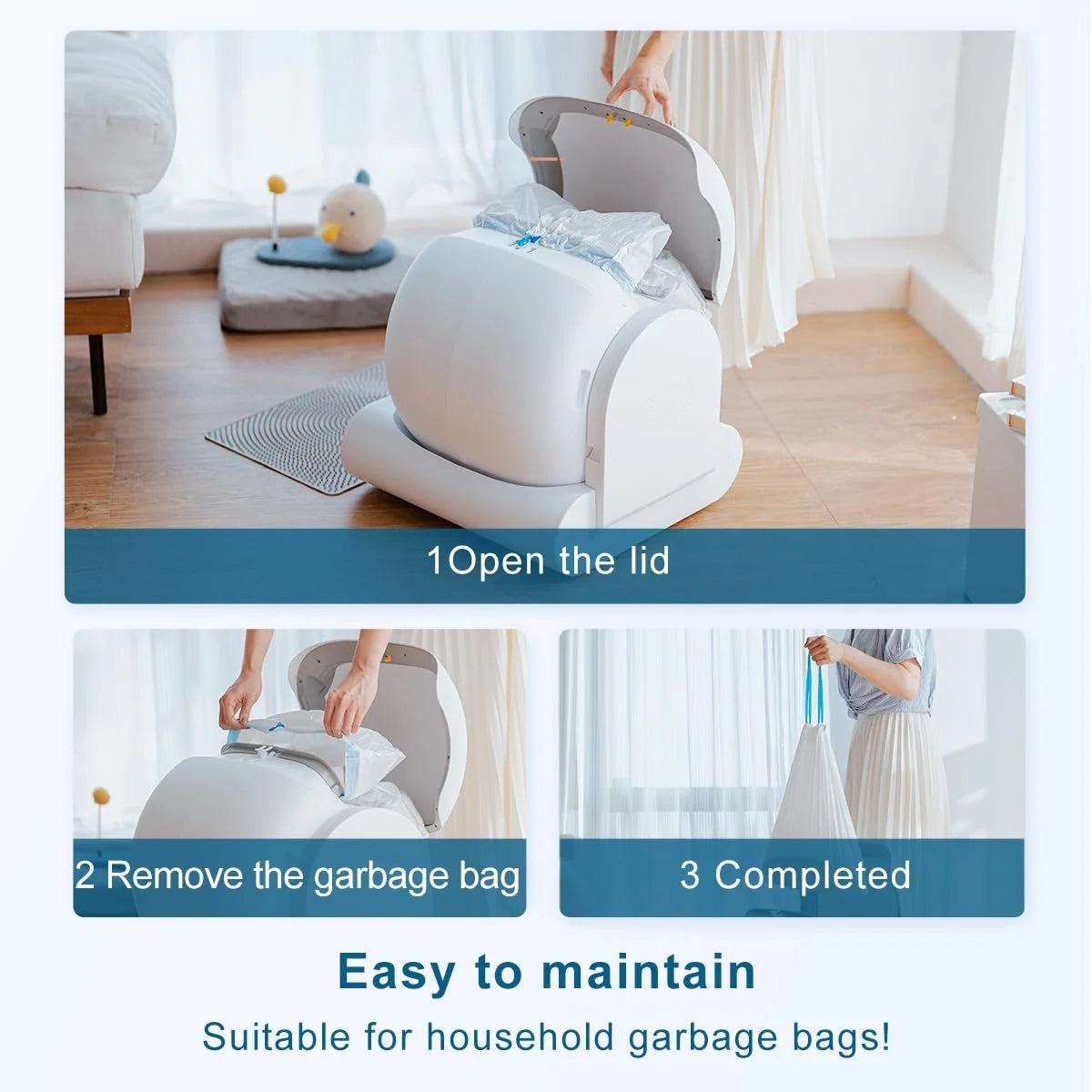 2026 Megonia Litière Autonettoyante Chat Automatique: 2.4GHz WiFi Con App Contrôle à Distance 65L Grande Capacité Anti-Pincem
