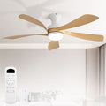Ventilateur de plafond Sofucor 132 cm avec éclairage et télécommande, 5 pales en ABS, design moderne, discret et silencieux, idéal pour une chambre à coucher - Blanc et jaune — photo 1