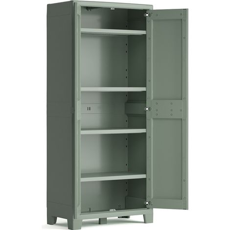 Keter – Armoire de jardin haute 182 cm – Résistante aux UV et à l'eau – 4 étagères réglables – Capacité de charge 30 kg