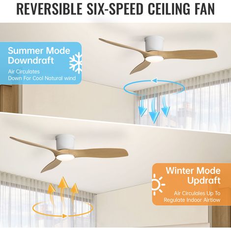 Ventilateur de plafond 132 cm – Éclairage LED tricolore – Télécommande 6 niveaux – Moteur à courant continu silencieux – Pales ABS aspect bois — photo 4