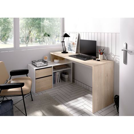 Dmora – Bureau d'angle multifonction 139x92 cm – Structure en mélaminé résistant – Tiroir et étagères pour rangement – Design moderne — photo 5