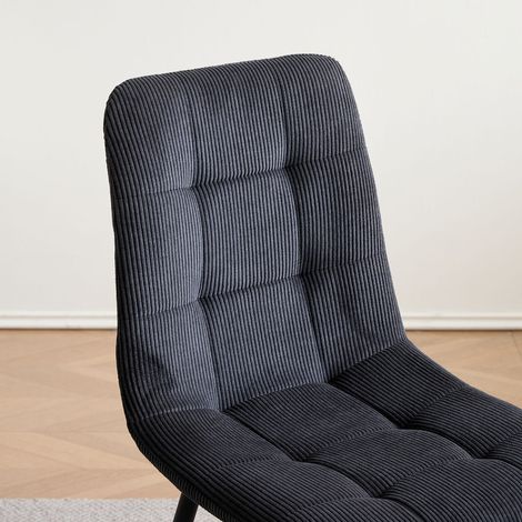 Wokaka Lot de 6 chaises - Chaises desalle à manger - Velours côtelé - Style vintage - Noir — photo 3