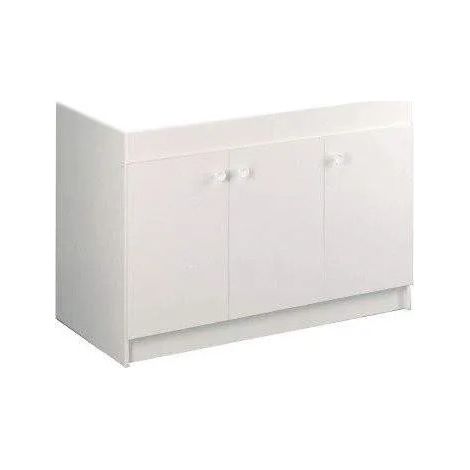 Aquarine – Meuble sous-évier 3 portes blanc 140x60 – Côtés et façades en PPSM 16mm – Charnières invisibles à rappel automatique – Accès vide-sanitaire — photo 5