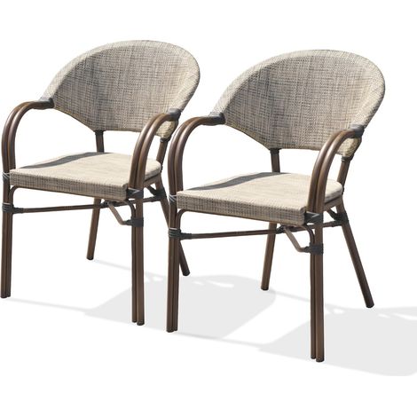 Lot de 2 fauteuils de jardin empilables en aluminium et textilène – Résistant aux intempéries – Confort optimal – DCB GARDEN — photo 1