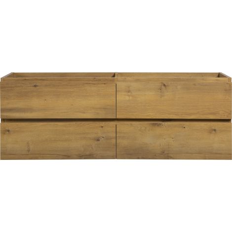 Badplaats – Meuble sous vasque suspendu 140 x 48 x 50 cm – Chêne – 4 tiroirs softclose sans poignée – Kit de fixation inclus — photo 5