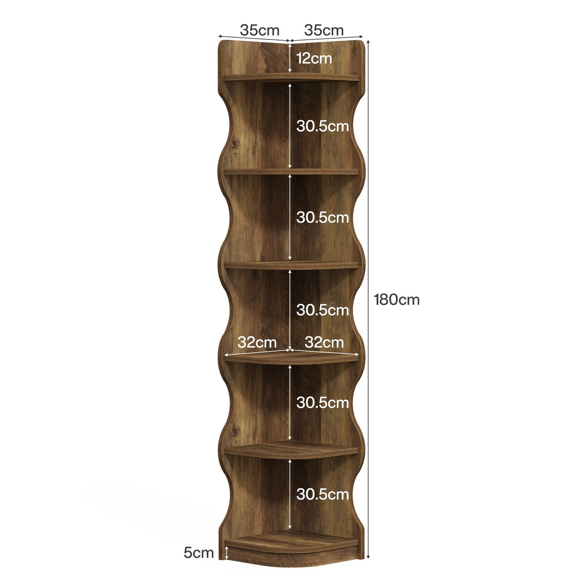 Tribeisgns Étagère d'angle, Étagère moderne à 6 niveaux de 180 cm