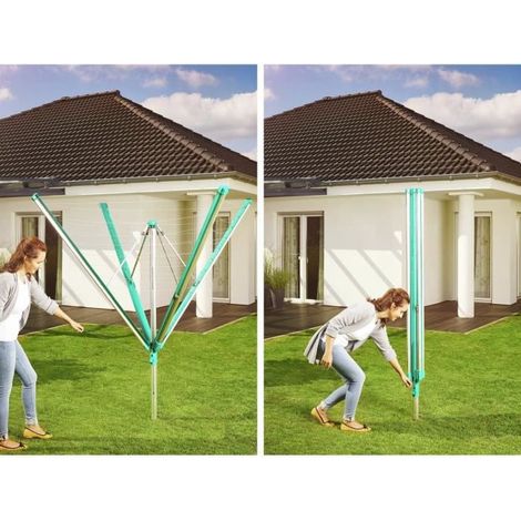 Leifheit – Séchoir parapluie Linomatic 600 Deluxe Cover – Système Easy Lift – Protection anti-salissures – Longueur de fil 60 mètres – Housse résistante aux intempéries — photo 6