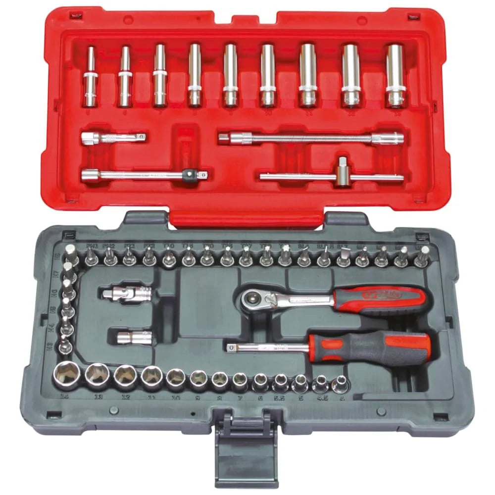 2026 KS Tools - 922.0654 - Caisse à outils complète 1/4 - Coffret de maintenance - 4 à 14 mm - Coffret de douilles et embouts