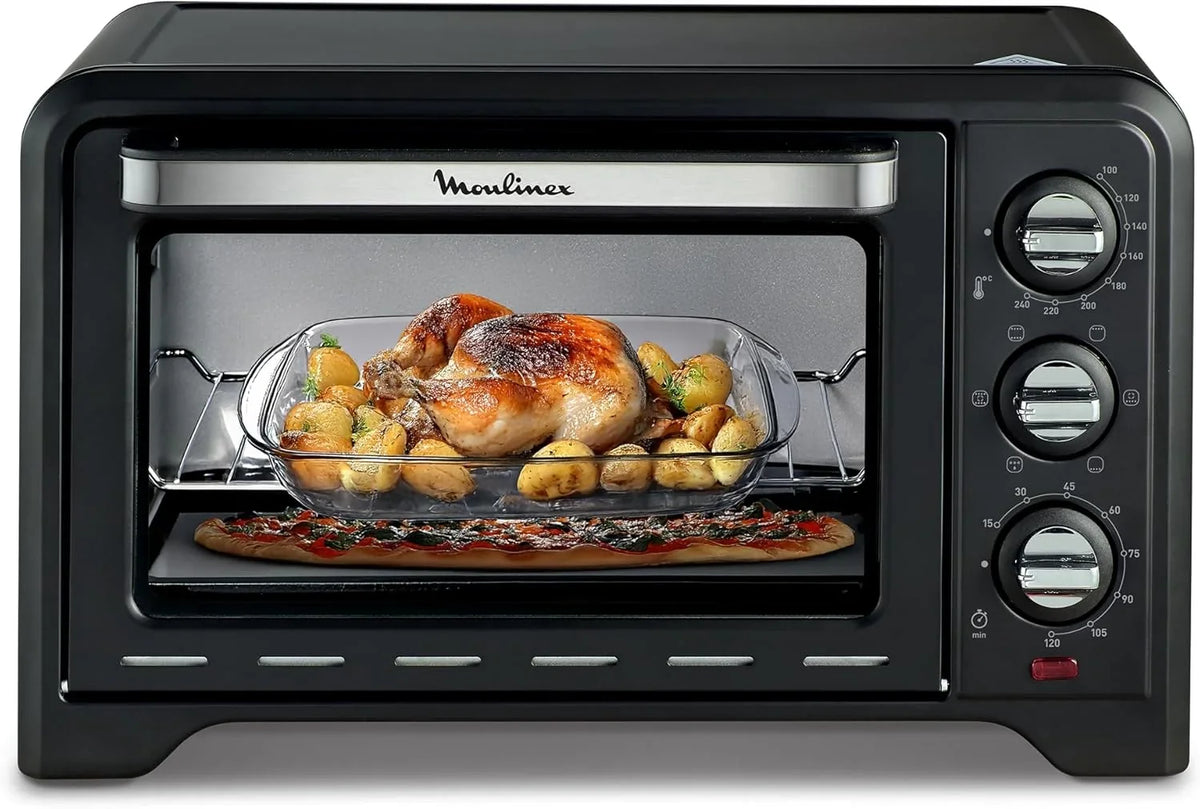 2026 Moulinex Four posable 33 L, Chaleur tournante, Convection de pointe, 6 modes de cuisson, Thermostat réglable jusqu'à 240