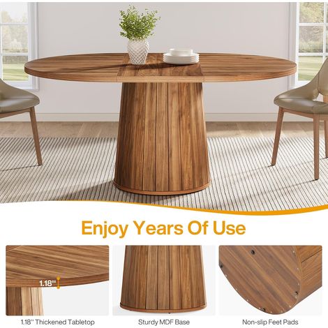 Tribesigns – Table à manger ovale 140 cm pour 6 personnes – Plateau en bois d'ingénierie – Base cylindrique en métal – Style rustique — photo 4