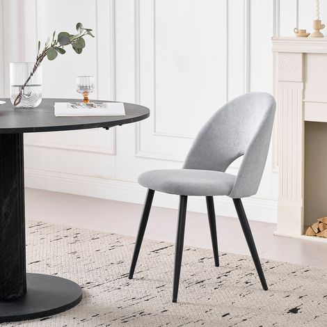 Wokaka Lot de 4 chaises de salle à manger - Chaise contemporaine - pieds en métal, velours(gris) — photo 4