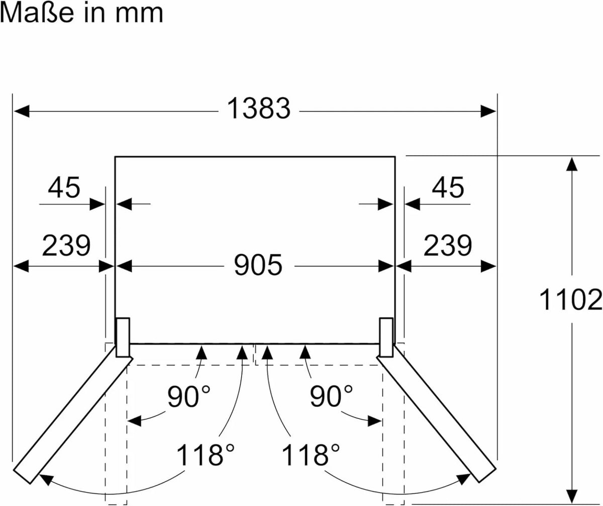 2026 SIEMENS KF96NVPEA iQ300 Multi-Door-Kühlschrank, 183 x 91 cm, 405 L Kühlen & 200 L Gefrieren, hyperFresh längere Frische