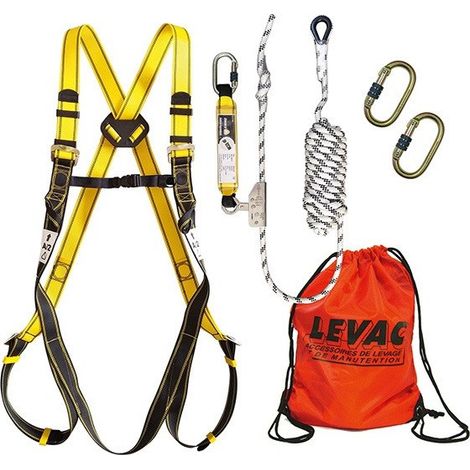 Levac – Kit harnais antichute toiture – 2 points d'accrochage – Corde 15m – Système mains libres – Normes EN 361 et EN 362 — photo 1