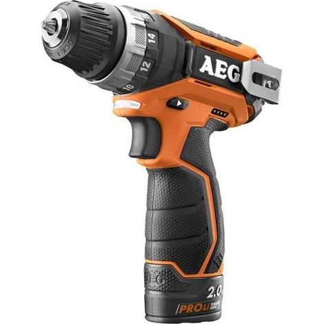 AEG – Perceuse-visseuse 12V Li-ion avec 2 batteries 2.0Ah – Couple 34Nm – Vitesse 350/1500 tr/min – Mandrin auto 10mm – Éclairage LED