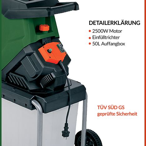 Broyeur de branches vegetaux jardin électrique 3100 W 50 L déchiqueteur jardin branches arbustes 40 mm — photo 6