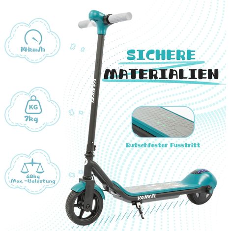 AMXCNOY Trottinette électrique pour enfants, trottinette enfant 14 km/h, 5-8km, frein électrique, conduite sécurisée pour enfants dès 6 ans, avec Bluetooth et lumières colorées